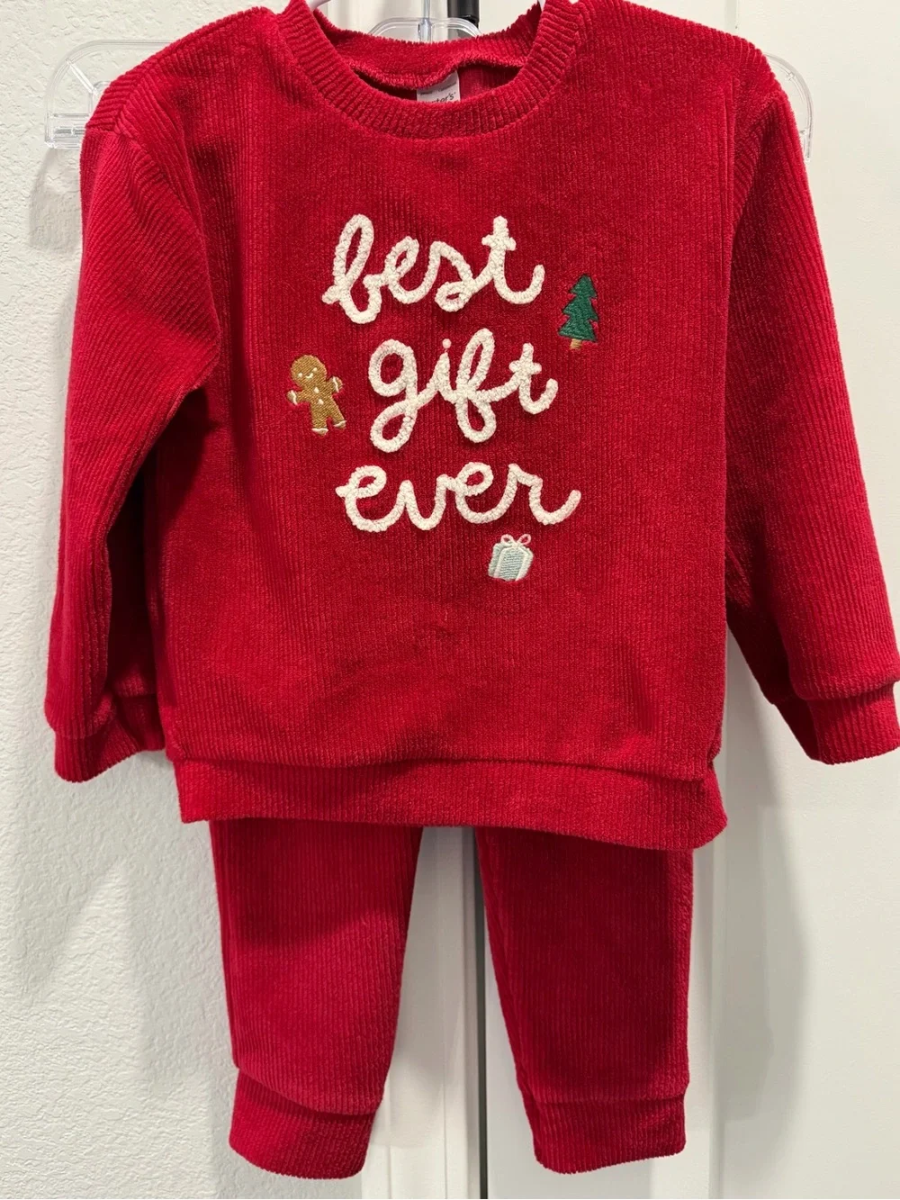 Carter’s Soft Red Ribbed Best Gift Ever Christmas Two-Piece Top Pants Set 24 M